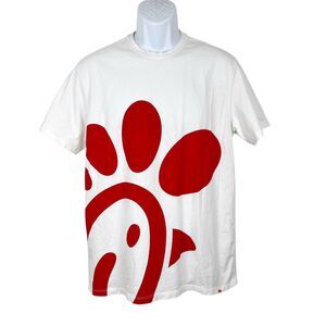 Chick-Fil-A Shirt Men Large White Red Short Sleeve Fast Food Novelty Originals